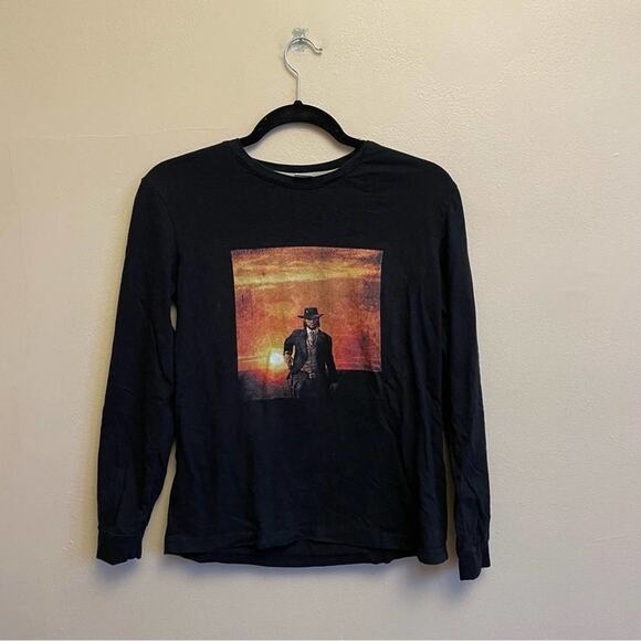 Agary & Easy L Red Dead Redemption long sleeve black western t-shirt - Picture 1 of 7